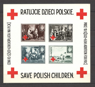 Poland Red Cross Block Sheet (MNH)