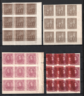 1920 Ukrainian People's Republic, Blocks of Nine (Proofs, Print on Polish Map, MNH)