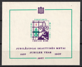 1957 Lithuania, Scouts Exile, Baltic DP Camp (Displaced Persons Camp), Souvenir Sheet (Imperf, MNH)
