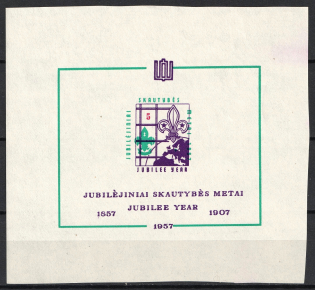1957 Lithuania, Scouts Exile, Baltic DP Camp (Displaced Persons Camp), Souvenir Sheet (Imperf, MNH)