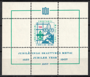 1957 Lithuania, Scouts Exile, Baltic DP Camp (Displaced Persons Camp), Souvenir Sheet (Perf, MNH)
