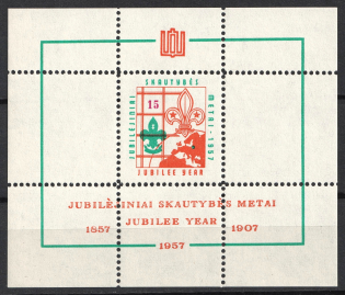 1957 Lithuania, Scouts Exile, Baltic DP Camp (Displaced Persons Camp), Souvenir Sheet (Perf, MNH)