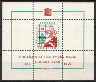 1957 Lithuania, Scouts Exile, Baltic DP Camp (Displaced Persons Camp), Souvenir Sheet (Perf, MNH)