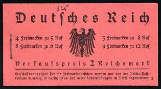 1933 Booklet with stamps of Third Reich, Germany in Excellent Condition (Mi. MH 33, CV $1,240)