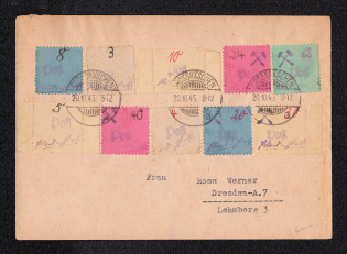 1945 Grosraschen, Local Post, Germany, Cover, Grosraschen - Dresden (Mi. 1-11, CV $160)