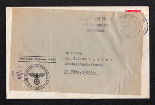 1944 Bohemia and Moravia, Germany, Official Mail, Cover, Aussig - Frankfurt am Main