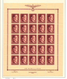 1942 Germany General Government Block Full Sheet 30 Gr+1 Zl (MNH)