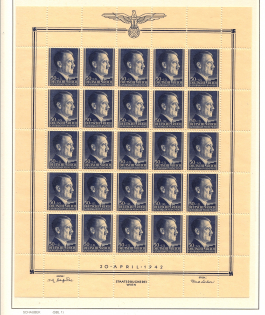 1942 Germany General Government Block Full Sheet 50 Gr+1 Zl (MNH)