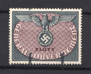 1940 Germany General Government Official Stamp 1 Zl (Shifted Value, Error, MNH)