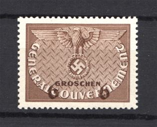 1940 Germany General Government Official Stamp 6 Gr (Shifted Value, Print Error)