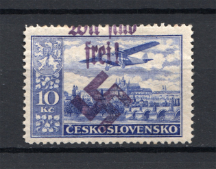 1939 Bohemia and Moravia Mahrisch Ostrava 10 Kc (Shifted Overprint)