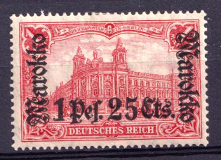 1911-1919 1.25 Pes, German Offices in Morocco, Germany (Mi. 55)