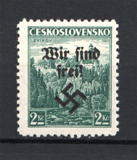 1938 Germany Occupation of Rumburg Sudetenland 2 Kc (CV $80, Signed)