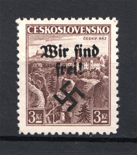 1938 Germany Occupation of Rumburg Sudetenland 3 Kc (Signed)