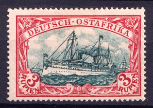 1901 3R East Africa, German Colonies, Kaiser’s Yacht, Germany (Mi. 21a, Carmine, CV $840)