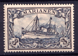 1901 3M Mariana Islands, German Colonies, Kaiser’s Yacht, Germany (Mi. 18)