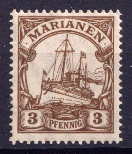 1916-1919 3pf Mariana Islands, German Colonies, Kaiser’s Yacht, Germany (Mi. 20)