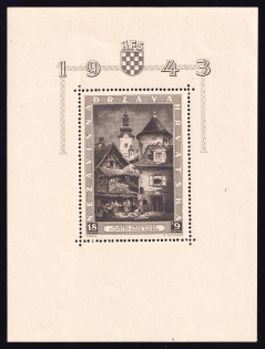 1943 Croatia NDH Philatelic Exhibition Zagreb, Souvenir Sheet (Mi. Bl. 6, MNH)