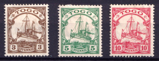 1909-1919 Togo, German Colonies, Kaiser’s Yacht, Germany (Mi. 20 - 22)