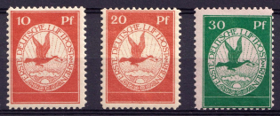 1912 German Empire, First German Airmail on the Rhine (Mi. I - III, Full Set, CV $90+)