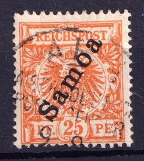1900 25pf Samoa, German Colonies, Kaiser’s Yacht, Germany (Canceled, CV $140)
