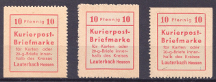 1945 Lauterbach (Hesse), Germany Local Post (Mi. 1, Mi. 1 I, Mi. 1 II, Unofficial Issue, Full Set, CV $100, MNH)