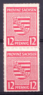 1946 12pf Naumburg (Saale), Germany Local Post, Pair (Mi. 6 I, 6 II, Unofficial Issue, Signed, MNH)