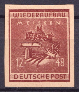 1945 12+48pf Meissen, Germany Local Post (Mi. 37 B, Signed, CV $200)