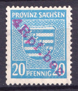 1945 4pf on 20pf Wittenberg-Lutherstadt, Germany Local Post (Mi. 21, Full Set, Signed, CV $50)