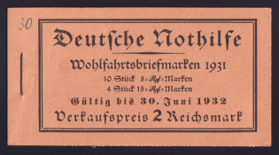 1931 Booklet with stamps of Weimar Republic, Germany in Excellent Condition (Mi. MH 30, CV $590)