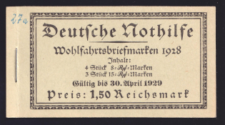 1928 Booklet with stamps of Weimar Republic, Germany in Excellent Condition (Mi. MH 27.2, CV $910)