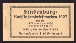 1927 Booklet with stamps of Weimar Republic, Germany in Excellent Condition (Mi. MH 24.2 A, CV $780)
