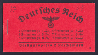 1936-37 Booklet with stamps of Third Reich, Germany in Excellent Condition (Mi. MH 36.1, CV $590)