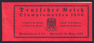 1936 Booklet with stamps of Third Reich, Germany in Excellent Condition (Mi. MH 42.1, CV $260)