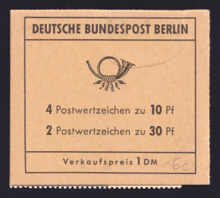 1970 Booklet with stamps of West Berlin, Germany in Excellent Condition (Mi. MH 6c, CV $1,300)