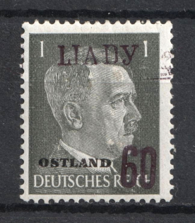 1941 60k on 1pf Lyady Leningrad Region, German Occupation of Russia, Germany (Mi. 2 b, Certificate, Signed, CV $130)