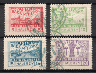 1918 Przedborz Local Issue, Poland (Perf 10.5, Full Set, Canceled, CV $50)