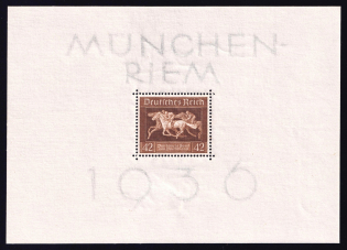 1936 Third Reich, Germany, Souvenir Sheet (Mi. Bl. 4 X)