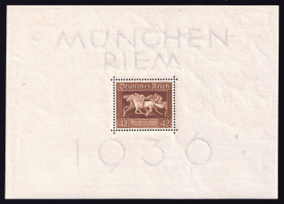 1936 Third Reich, Germany, Souvenir Sheet (Mi. Bl. 4 X)
