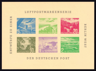 1957 West Berlin, Germany, Airmail Stamp Series, Souvenir Sheet (MNH)