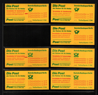 1977 Collection of West Berlin Booklets, Germany (Mi. 10 a, 10 b, 10 a Z, 10 a B, 10 b Z, Varieties, High CV)