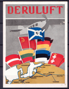 1928 'Deruluft', Russian-German Air Communications Society, Baggage Advertising Label