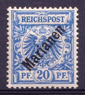 1899 20pf Mariana Islands, German Colonies, Kaiser’s Yacht, Germany (Mi. 4 I, CV $290)