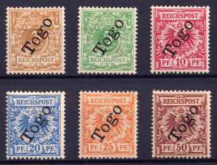 1897-99 Togo, German Colonies, Kaiser’s Yacht, Germany (Mi. 1-6, Full Set, CV $140)