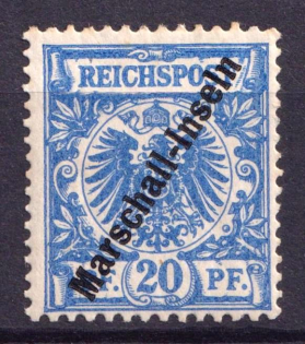 1899 20pf Marshall Islands, German Colonies, Kaiser’s Yacht, Germany (Mi. 10, CV $70)