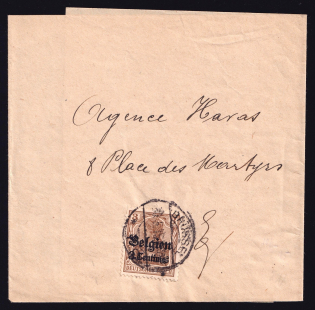 1915 3C on 3pf Belgium, German Occupation, Germany, Cover, Brussels (Mi. 1)