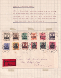 1920, Bavaria, Germany, Express Mail, Cover, Rathenow - Furth (Mi. 136 - 147, CV $90)