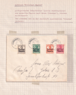 1919, Bavaria, Germany, Cover, Guben - Annweiler (Mi. 136 - 140)