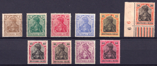 1915-19 German Empire, Germany (Mi. 84 II - 93 I, Full Set)
