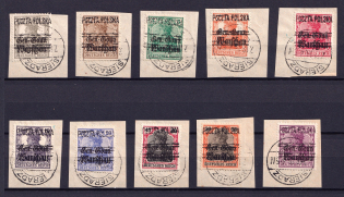 1918 Sieradz Local Issue, Poland (Fischer 1 - 10, Readable Postmarks, CV $260)